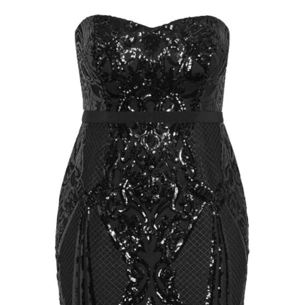 City Chic Sofia Sequin Cocktail Dress - Black Size 18